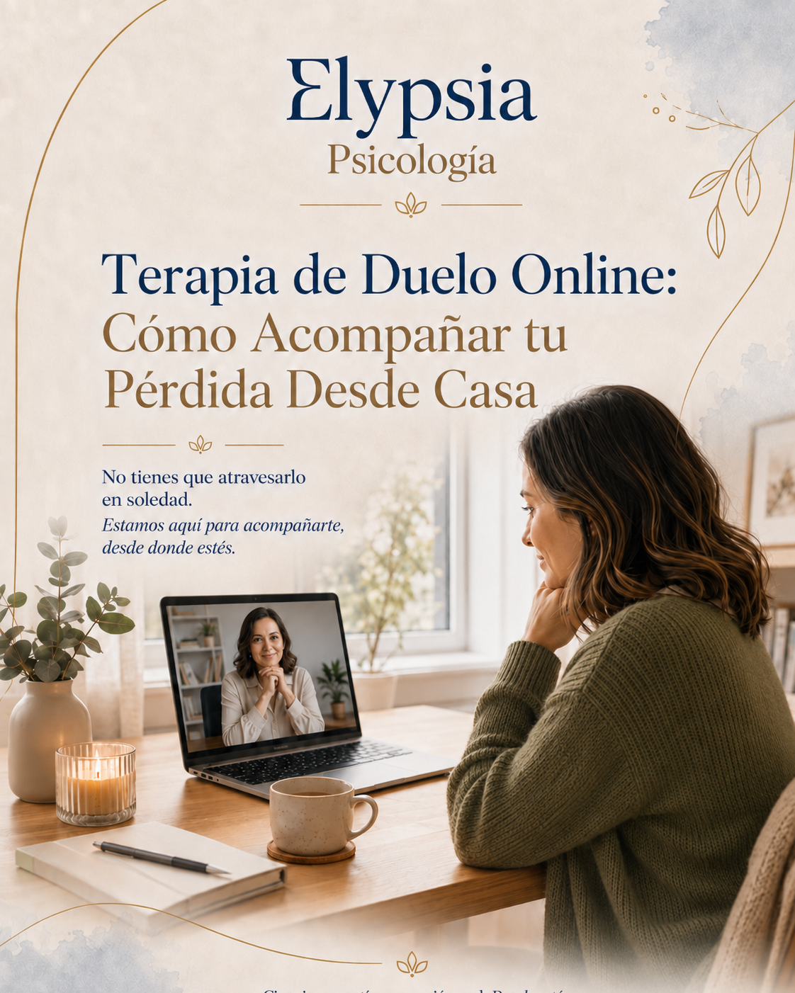 persona en sesión de terapia de duelo online desde casa