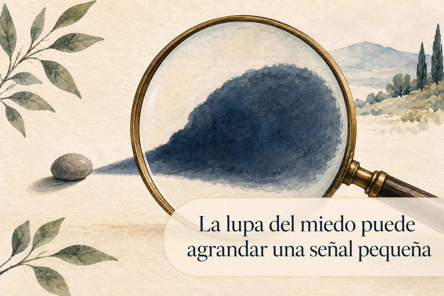 Lupa que agranda una sombra: La lupa del miedo puede agrandar una señal pequeña